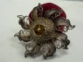 Филигранна сребърна брошка с позлата. №7794, снимка 6