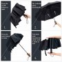Нов Сгъваем ветроустойчив чадър автоматично отваряне Черен FYLINA , снимка 6