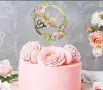 Happy Birthday цветя божур кръг топер табела пластмасов за торта рожден ден украса декор, снимка 5