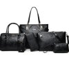Комплект от 6 броя луксозни дамски чанти /Цвят: Черен;, снимка 1 - Чанти - 42385718