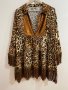 Страхотна атрактивна блуза с кожени ресни и златисти пайети в тигров десен, снимка 1 - Блузи с дълъг ръкав и пуловери - 38026344