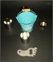 Лот: четири алпака свещника +синя метална кофичка + подарък, снимка 1