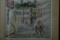 Стара картина,градски пейзаж, каруца,Стоян Василев, 1950-те, снимка 2