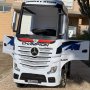 Акумулаторен КАМИОН Mercedes ACTROS Licensed 2X12V батерия с меки гуми с Кожена седалка,Металик, снимка 3