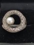 Красив сребърен пръстен с перла и камъни #61МН