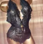M/L Черно дантелено боди , снимка 4