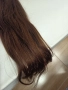 Естествена европейска коса 55см.100гр.с клипси , снимка 3