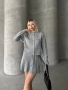 Дамски Сив Комплект Горнище И Къса Пола Плетиво Код BS-104, снимка 1