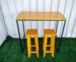 Маса за хранене и столове от дърво и метал , снимка 2